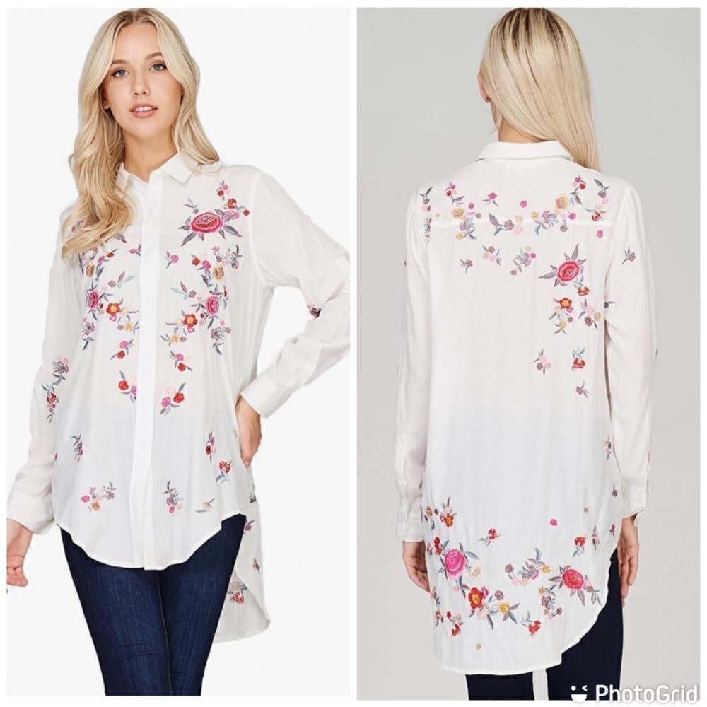 NWT Kaylas Armoire all over embroidered bohemian shirt